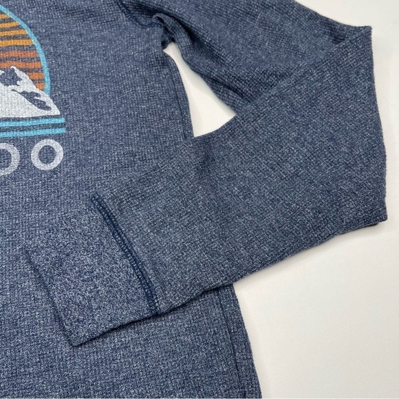 Old Navy Tee Shirt Waffle Soft Washed Ribbed Outdoor Autumn Winter Blue Colorado - Picture 3 of 11